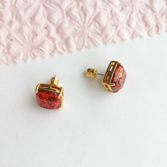 Kate Spade Small Square Red Stud Earrings - Picture 3 of 3